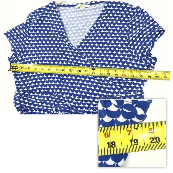 Boden Lola Dress Womens 14 Wrap Jersey Stretch Scallop Half Moon Soft Pockets - Picture 8 of 10